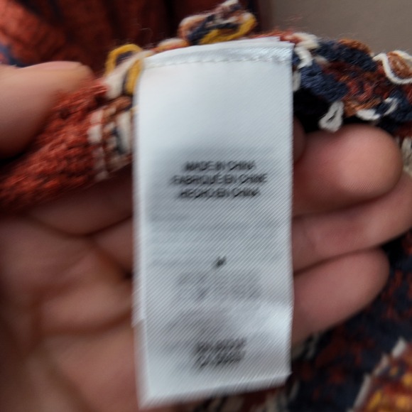 Lucky Brand Rust Aztec Southwest Boho Cardigan Sweater M - Picture 3 of 8